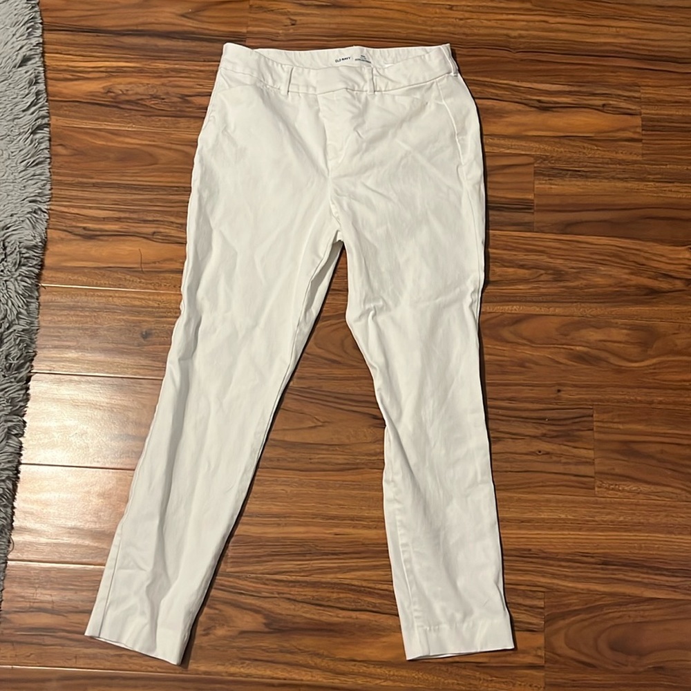 High rise white pixie pants